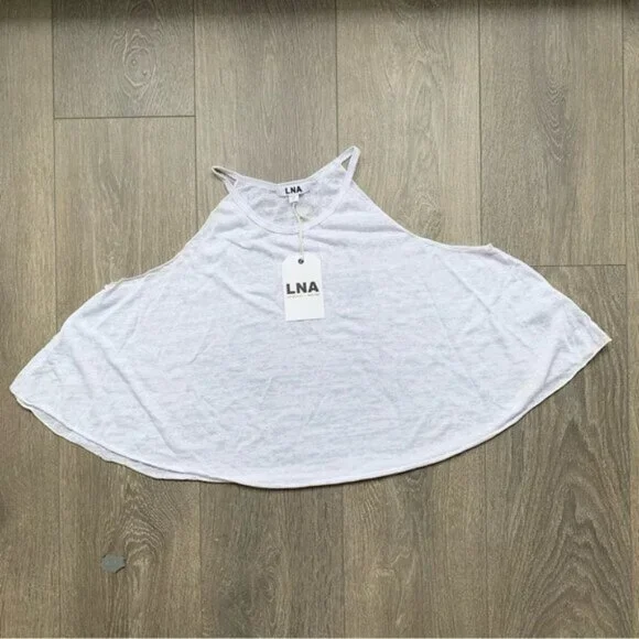 LNA Swing Bib Tank Top Cropped Cotton Sleeveless Casual Basic White Size XS - Picture 2 of 7